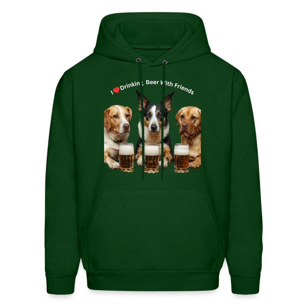 Men's Hoodie - Dogs Drinking Beer With Friends - forest green