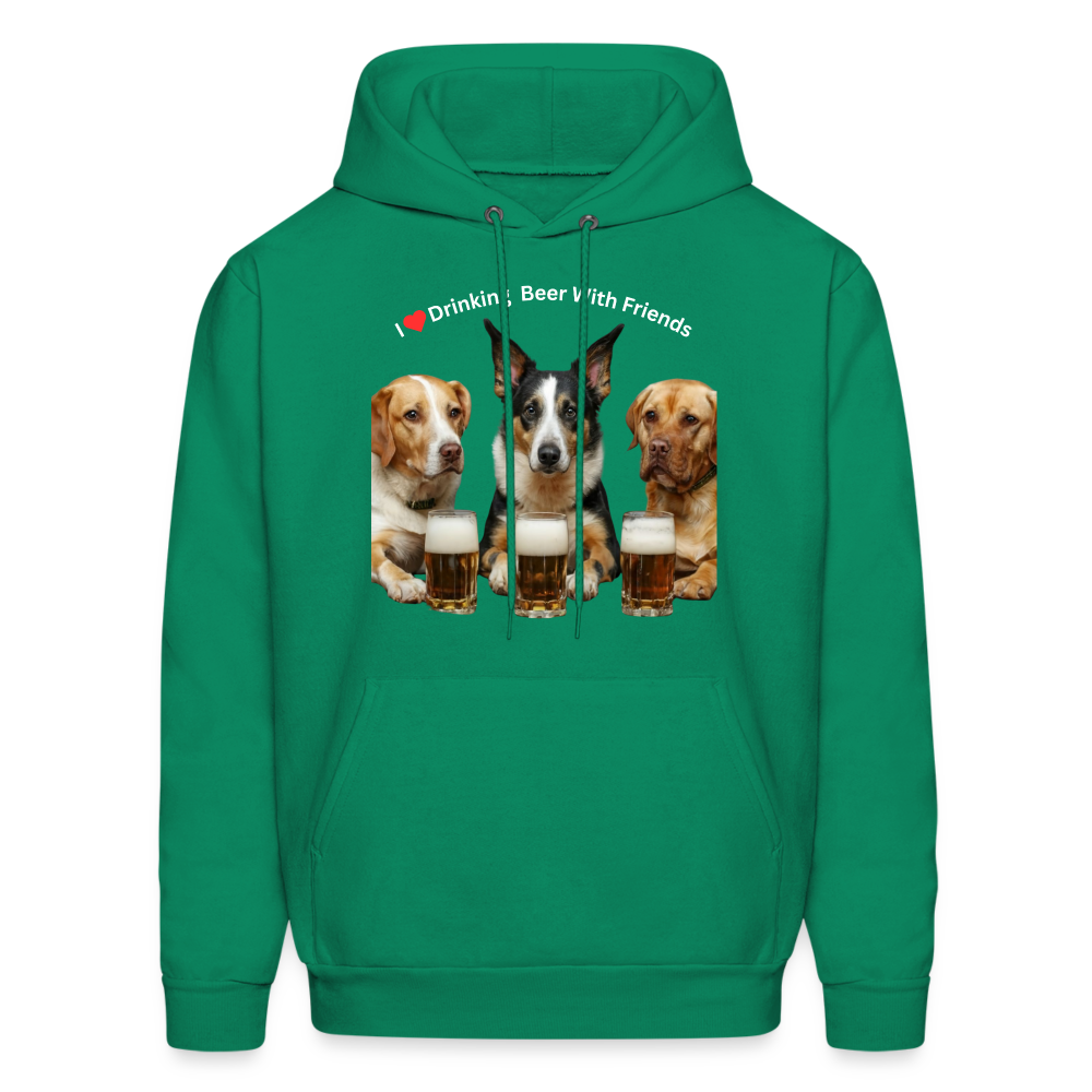 Men's Hoodie - Dogs Drinking Beer With Friends - kelly green