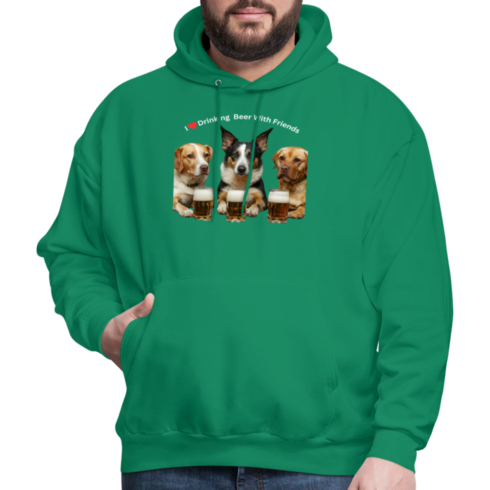 Men's Hoodie - Dogs Drinking Beer With Friends - kelly green