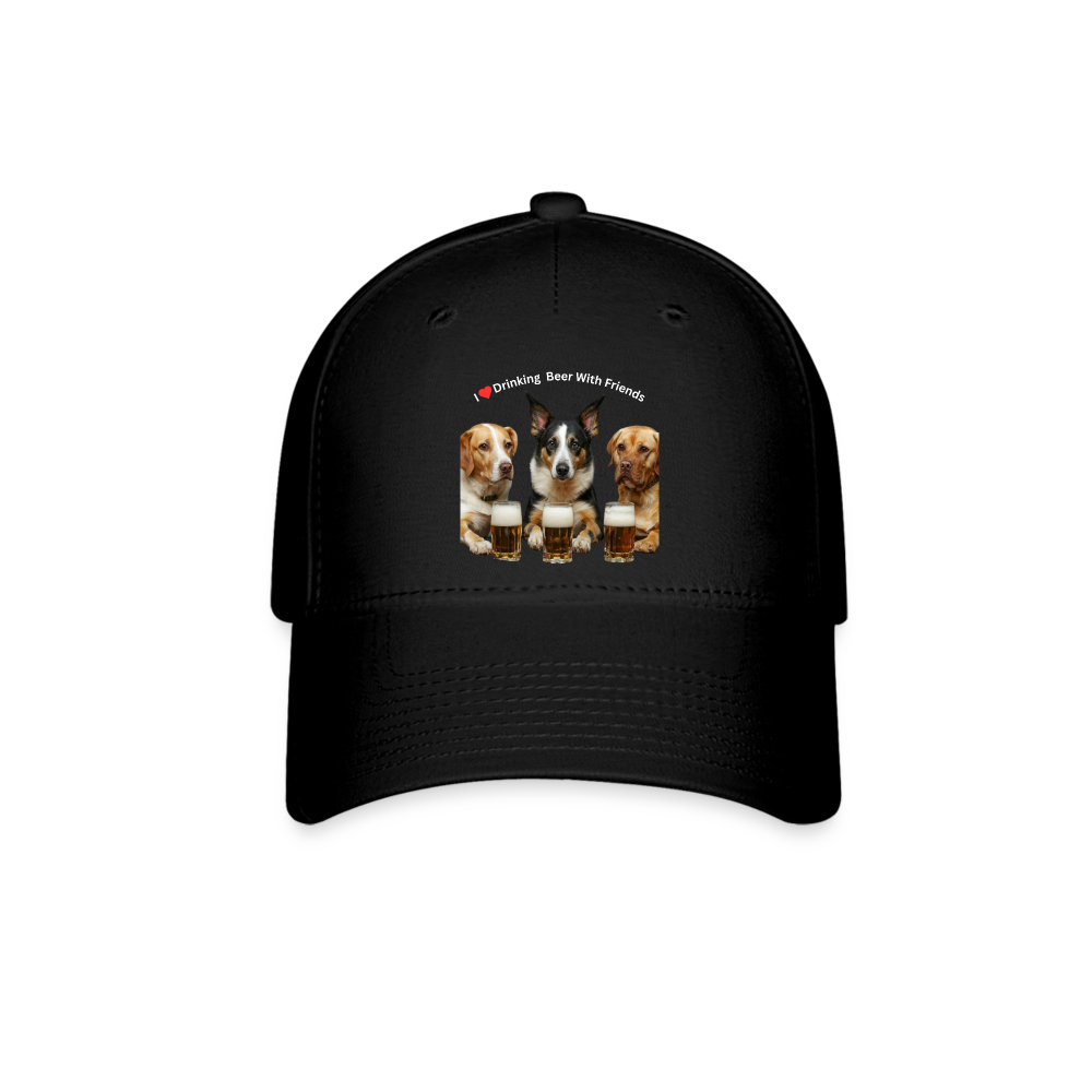 Baseball Cap - Dogs Drinking Beer With Friends - black