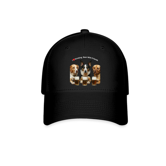 Baseball Cap - Dogs Drinking Beer With Friends - black