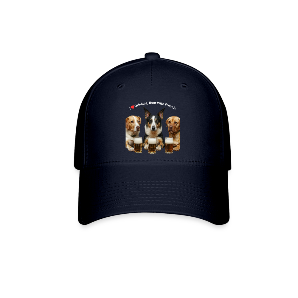 Baseball Cap - Dogs Drinking Beer With Friends - navy