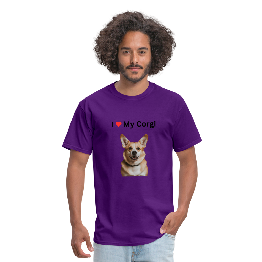 Unisex Classic T-Shirt - I Love My Corgi - purple