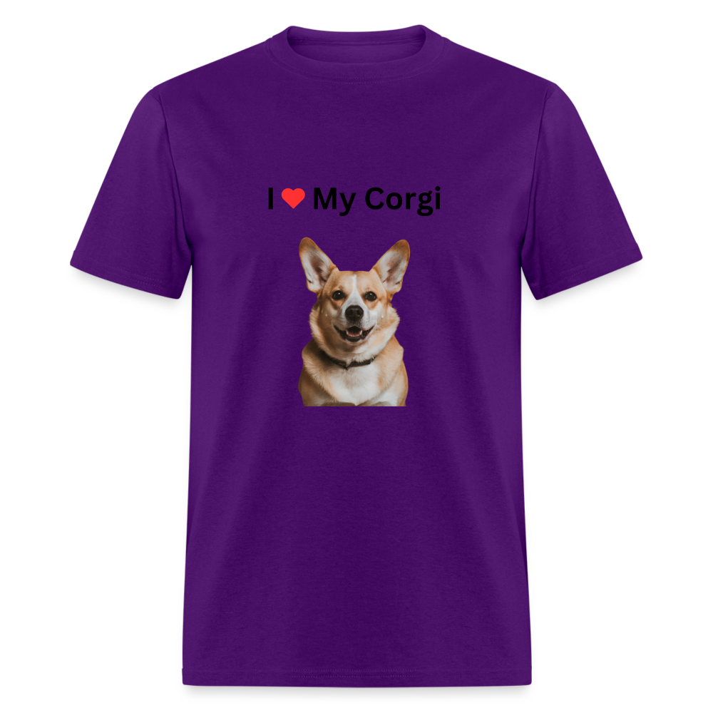 Unisex Classic T-Shirt - I Love My Corgi - purple