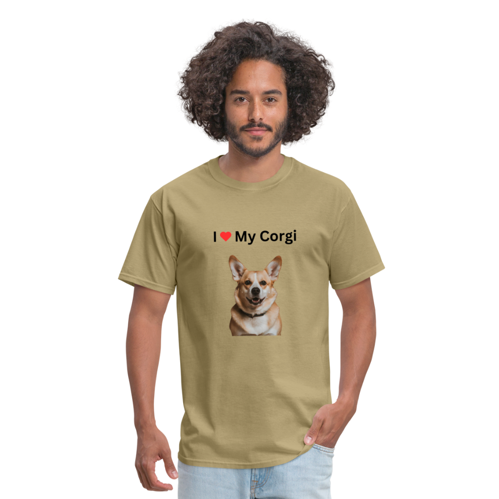 Unisex Classic T-Shirt - I Love My Corgi - khaki