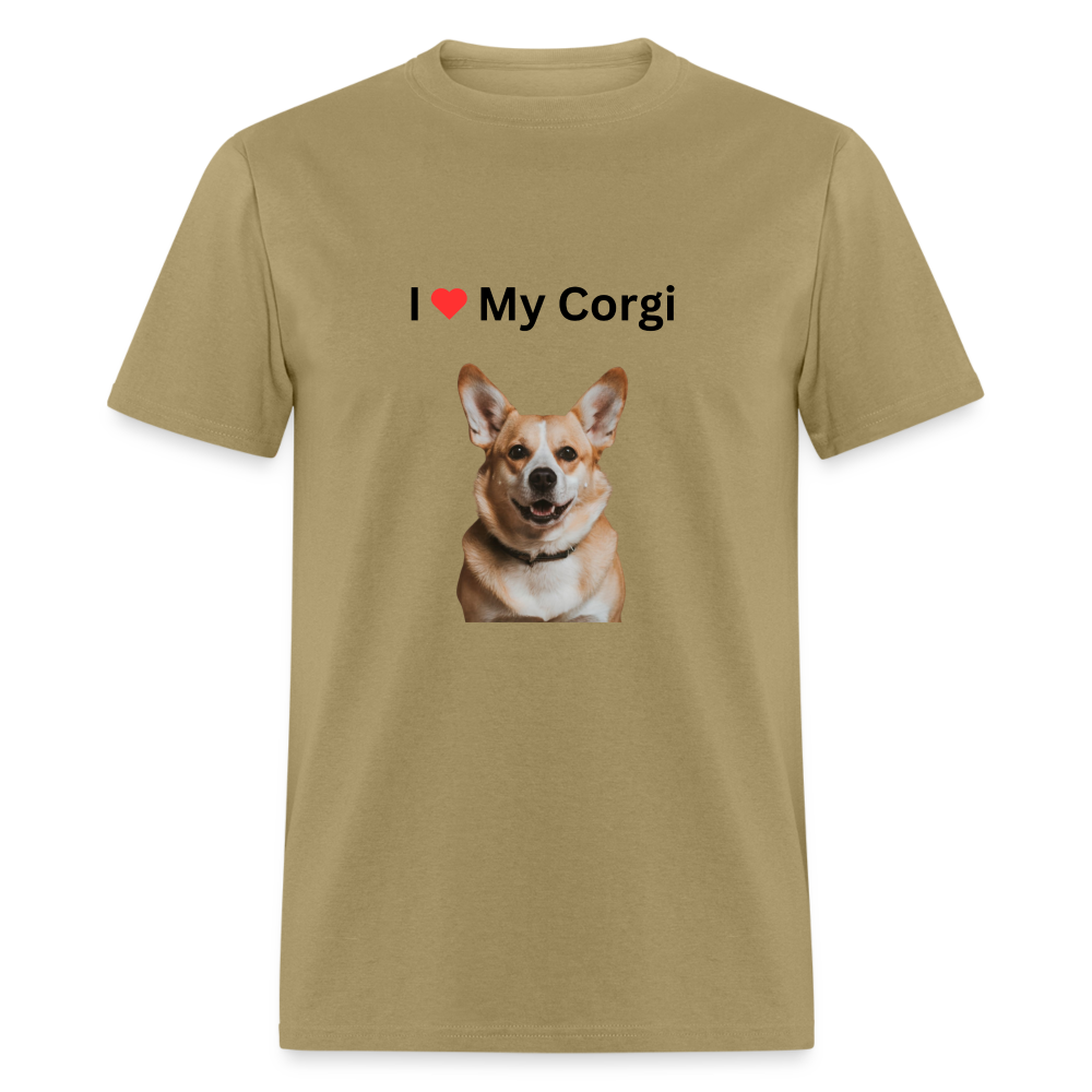 Unisex Classic T-Shirt - I Love My Corgi - khaki