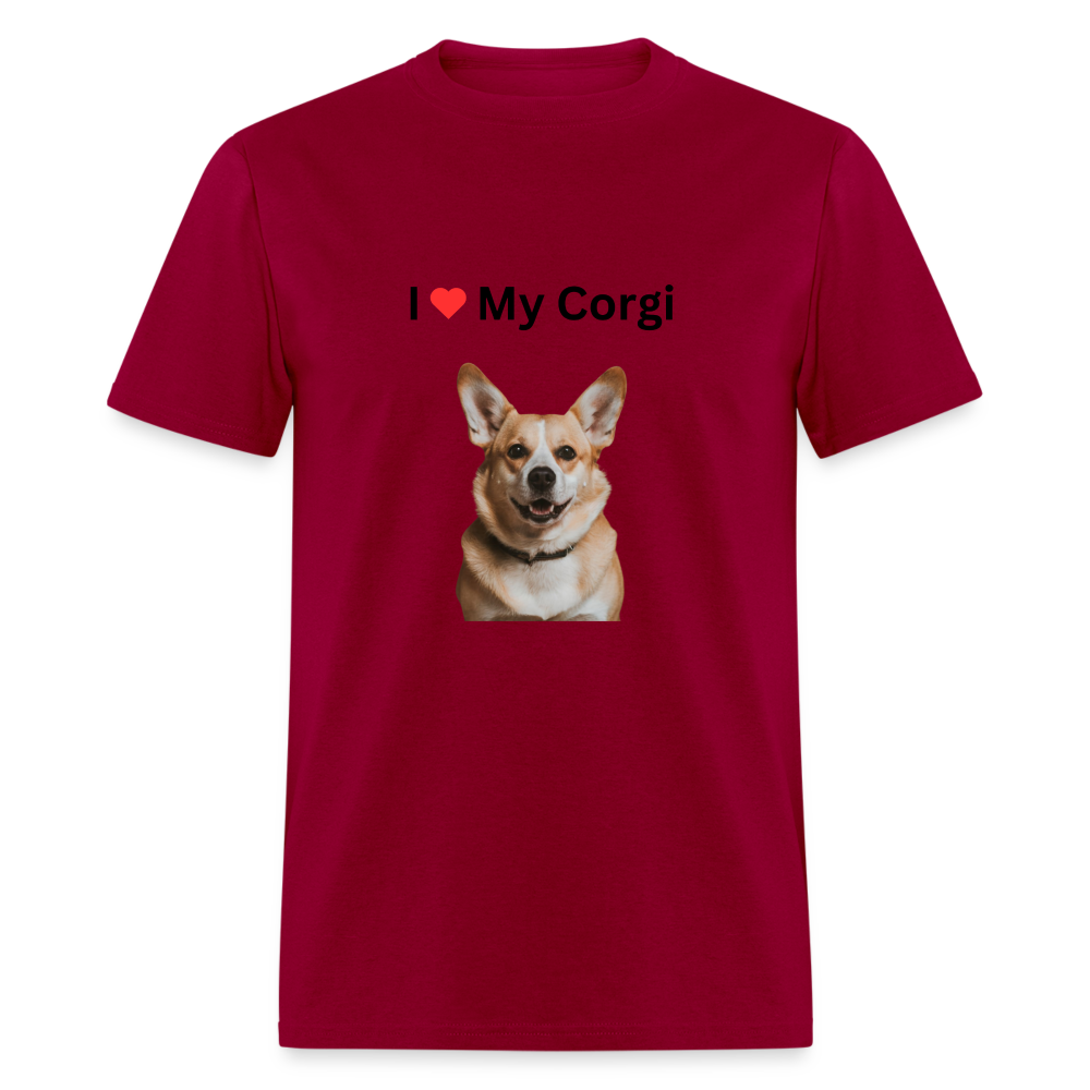 Unisex Classic T-Shirt - I Love My Corgi - dark red