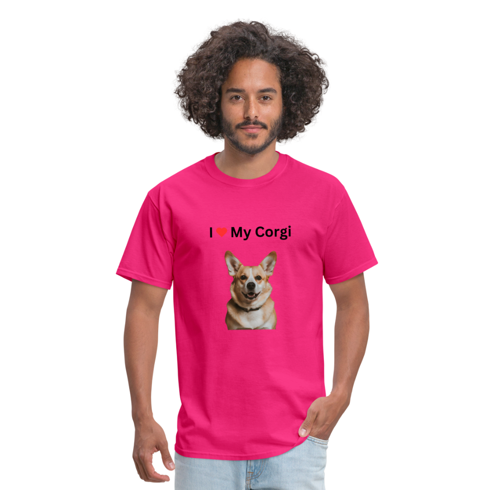 Unisex Classic T-Shirt - I Love My Corgi - fuchsia