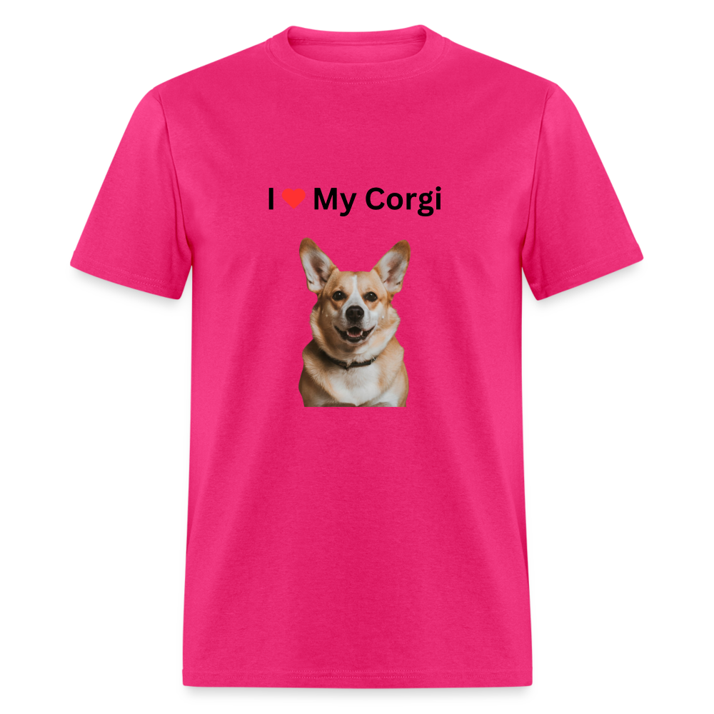 Unisex Classic T-Shirt - I Love My Corgi - fuchsia