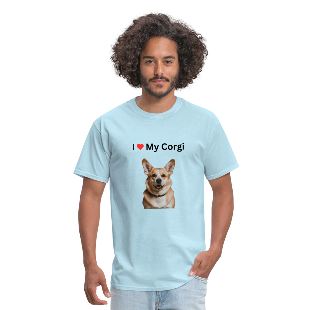 Unisex Classic T-Shirt - I Love My Corgi - powder blue