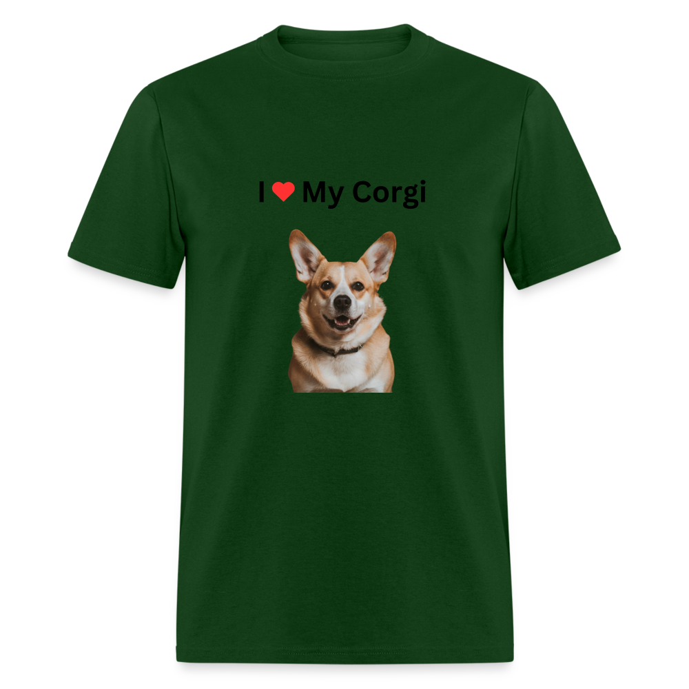 Unisex Classic T-Shirt - I Love My Corgi - forest green