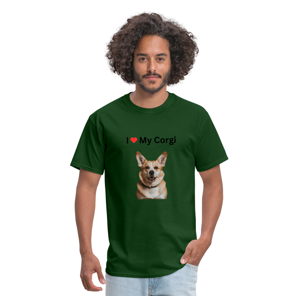 Unisex Classic T-Shirt - I Love My Corgi - forest green