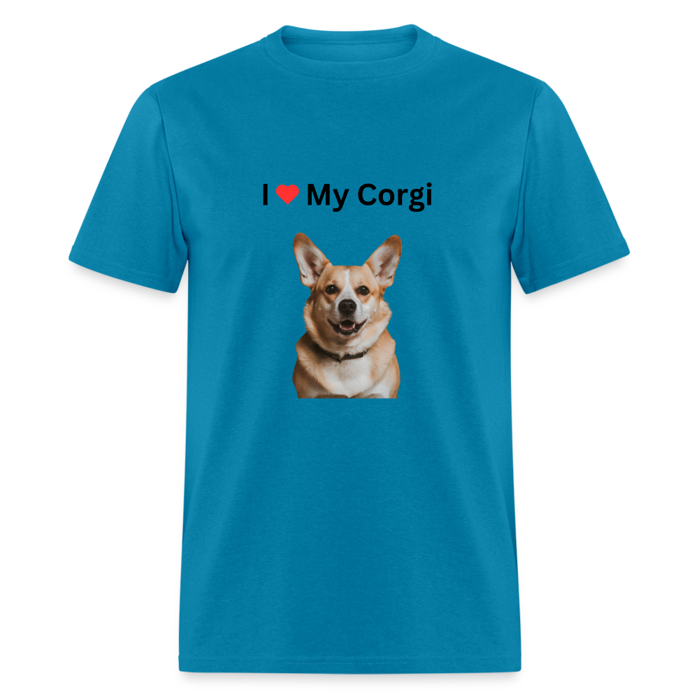 Unisex Classic T-Shirt - I Love My Corgi - turquoise