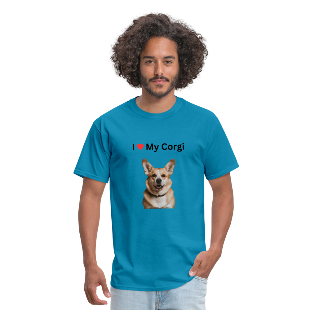 Unisex Classic T-Shirt - I Love My Corgi - turquoise