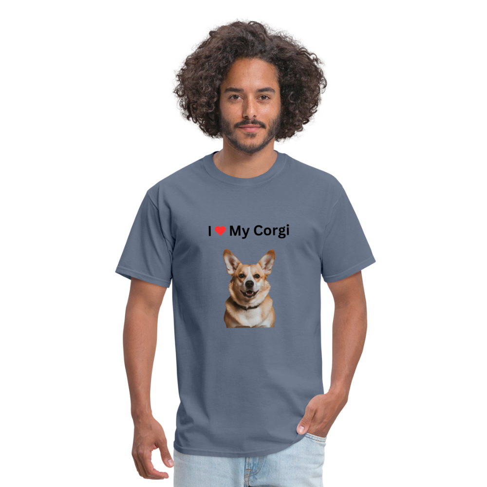 Unisex Classic T-Shirt - I Love My Corgi - denim