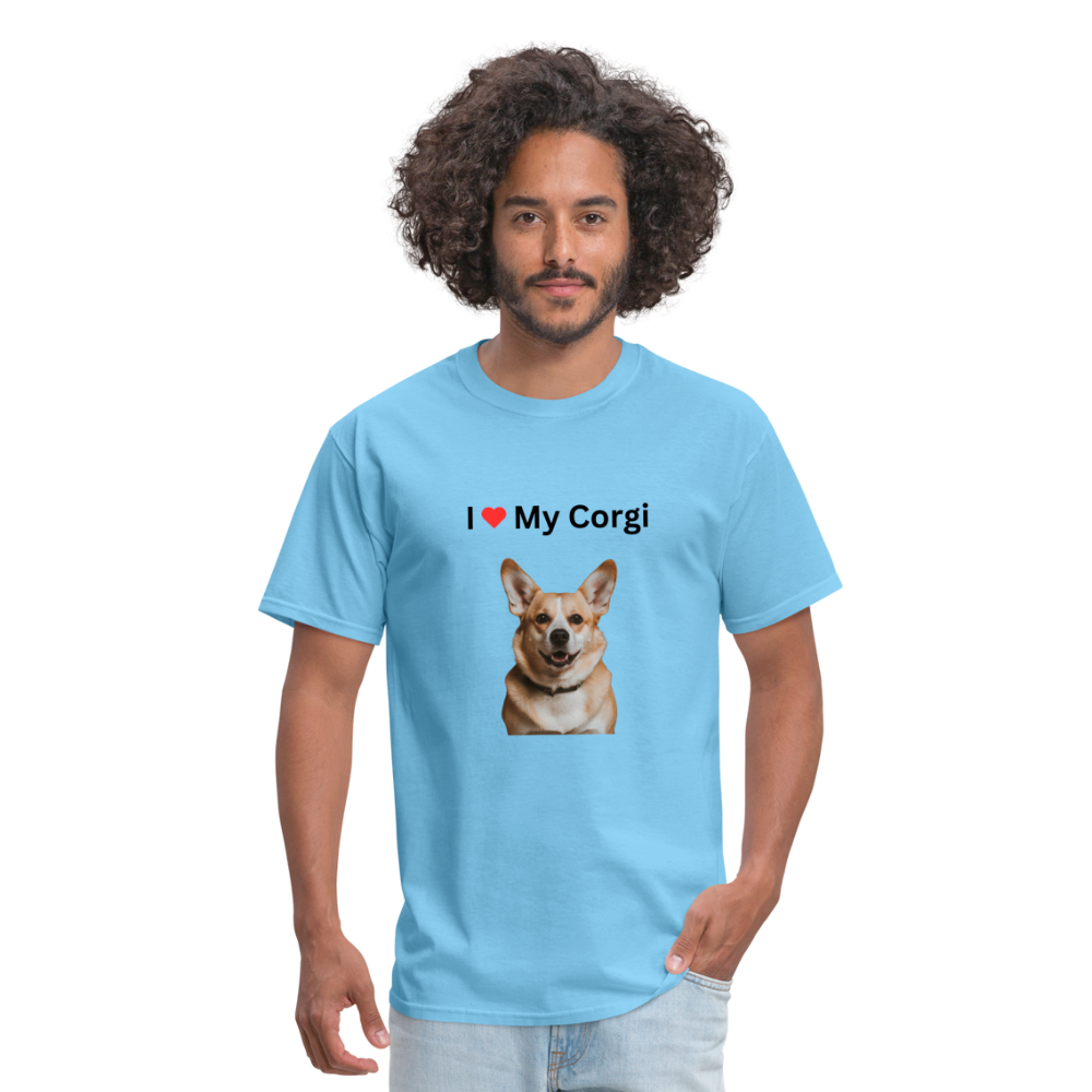 Unisex Classic T-Shirt - I Love My Corgi - aquatic blue