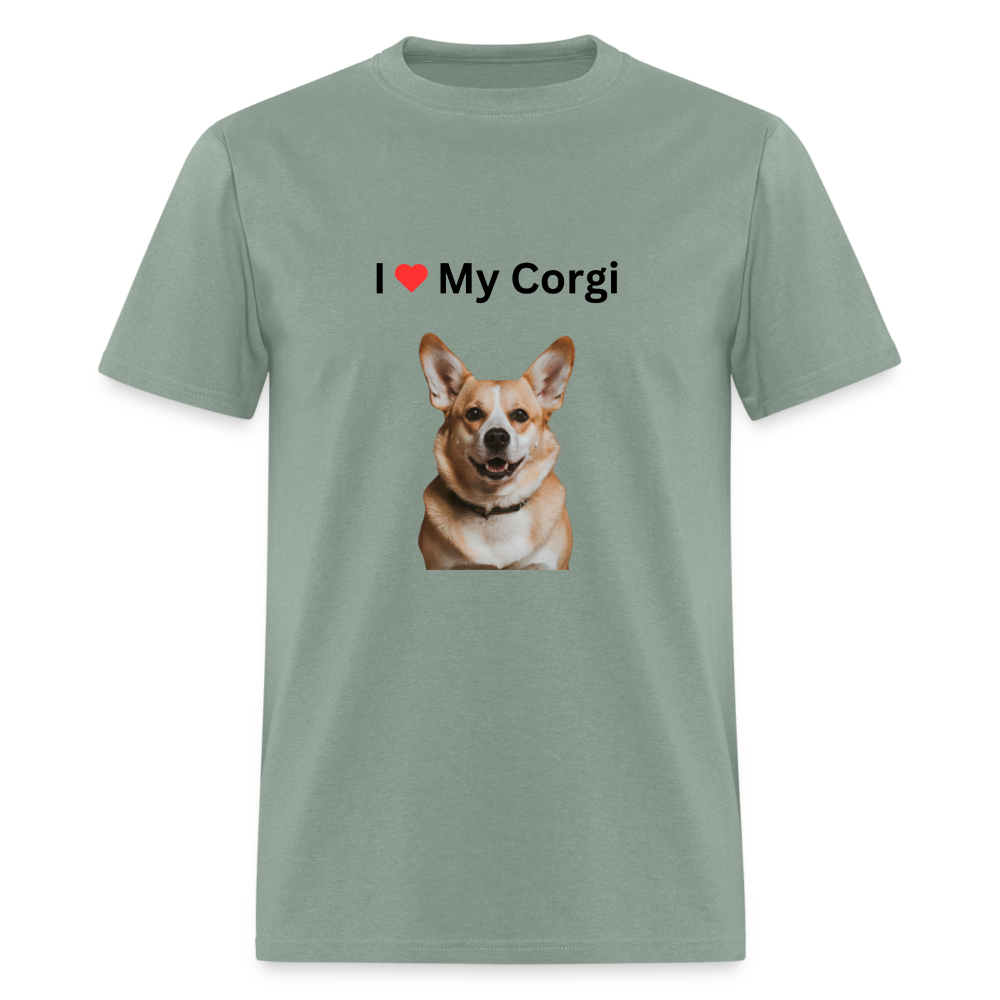 Unisex Classic T-Shirt - I Love My Corgi - sage