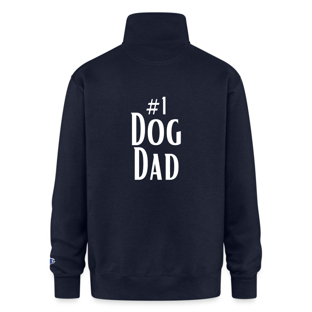 Champion Unisex 1/4 Zip Pullover Sweatshirt - #1 Dog Dad - navy