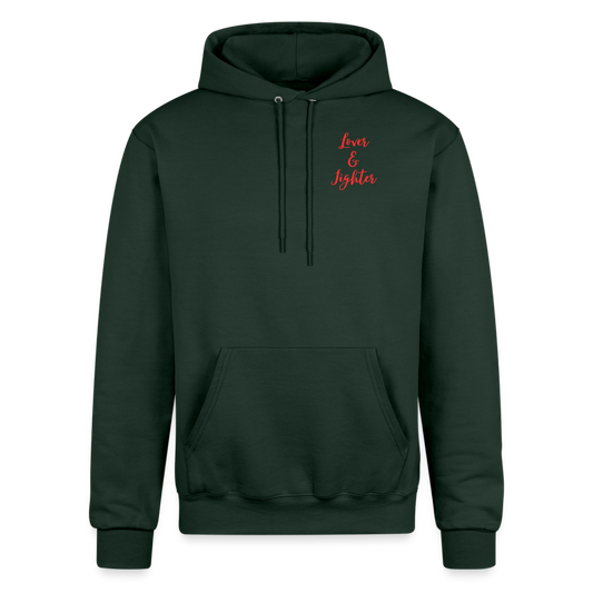 Champion Unisex Powerblend Hoodie - Love Is Love - Dark Green