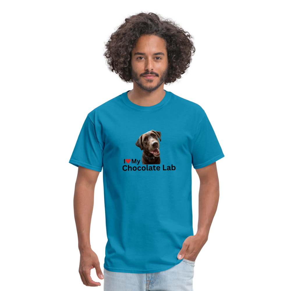 Unisex Classic T-Shirt - I Love My Chocolate Lab - turquoise