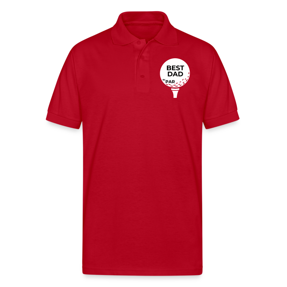 "Best Dad By Par" - Gildan Unisex 50/50 Jersey Polo - red