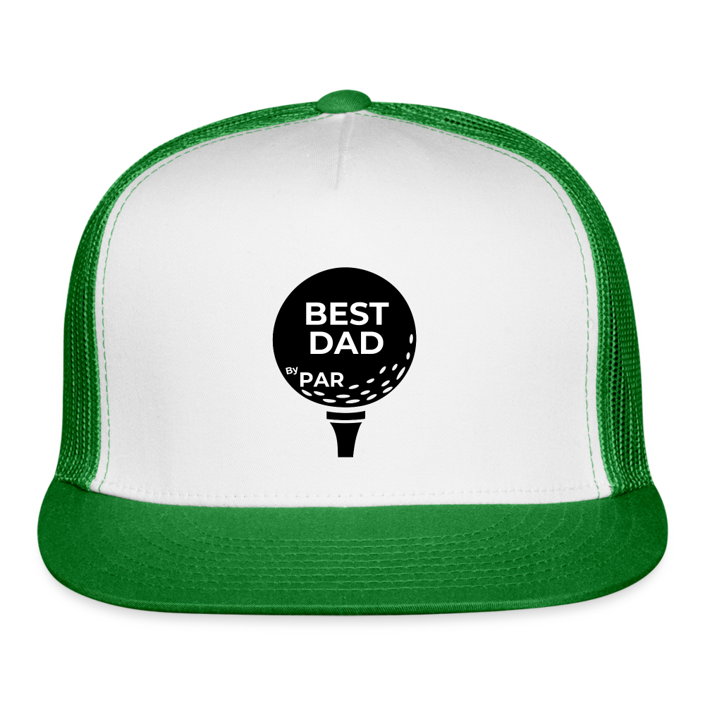 "Best Dad By Par" - Trucker Cap - white/kelly green