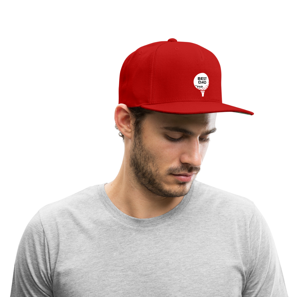 "Best Dad By Par" - Snapback Baseball Cap - red