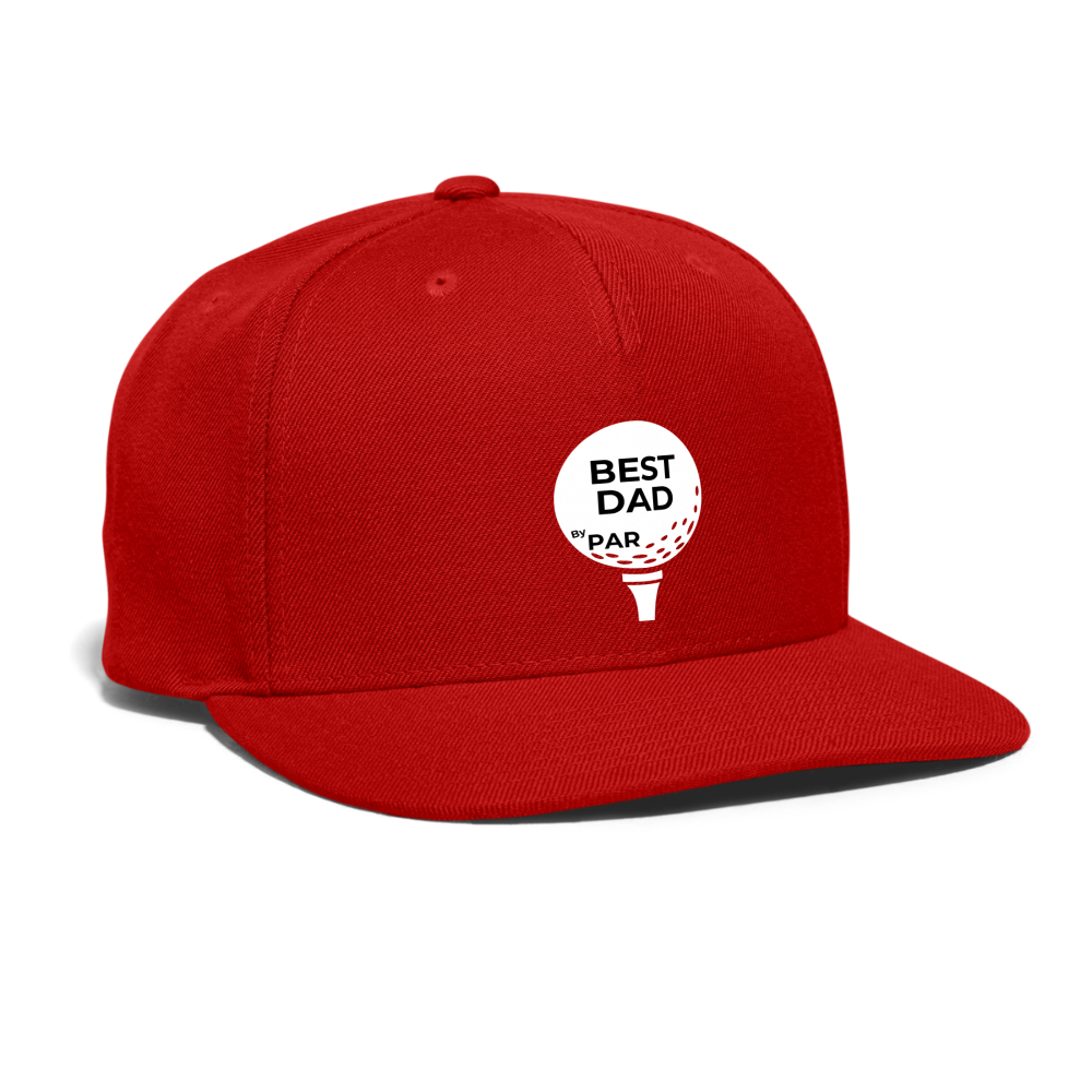 "Best Dad By Par" - Snapback Baseball Cap - red