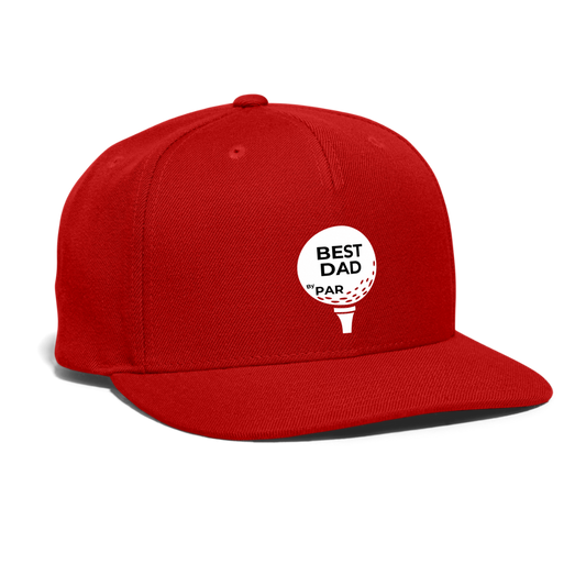 "Best Dad By Par" - Snapback Baseball Cap - red