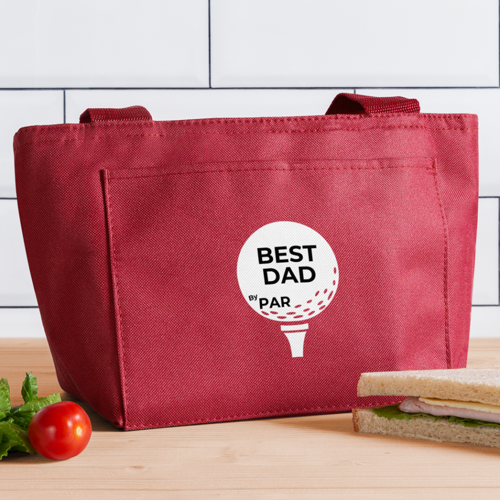 "Best Dad By Par" - Recycled Insulated Lunch Bag - red