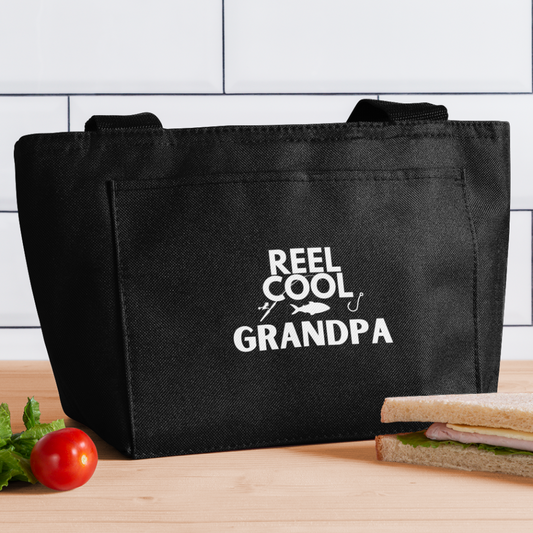 "REEL COOL GRANDPA" - Recycled Insulated Lunch Bag - black