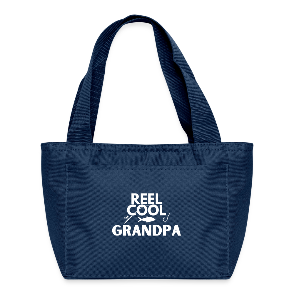 "REEL COOL GRANDPA" - Recycled Insulated Lunch Bag - navy