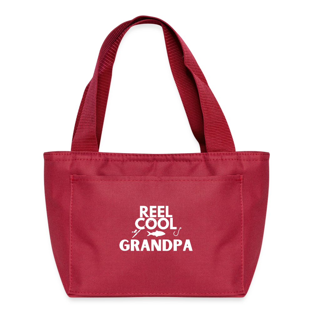 "REEL COOL GRANDPA" - Recycled Insulated Lunch Bag - red