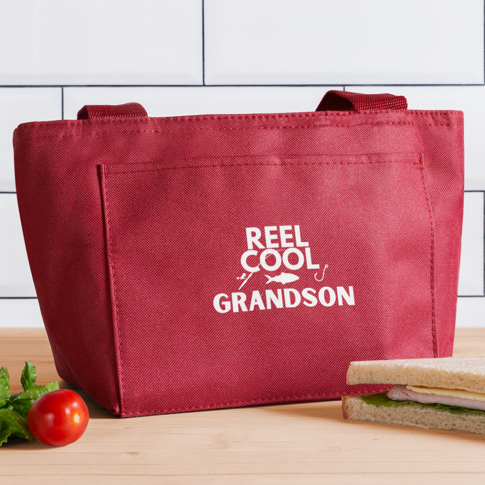 "REEL COOL GRANDSON" - Recycled Insulated Lunch Bag - red