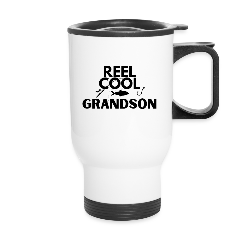 "Reel Cool Grandson" - Travel Mug - white