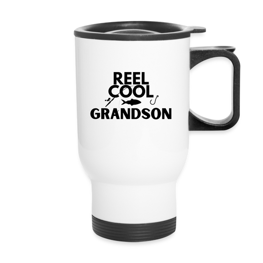 "Reel Cool Grandson" - Travel Mug - white