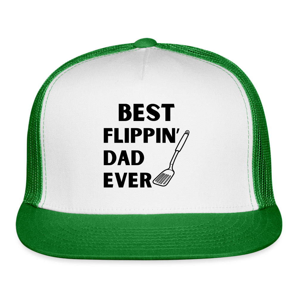 "Best Flippin Dad Ever" - Trucker Cap - white/kelly green