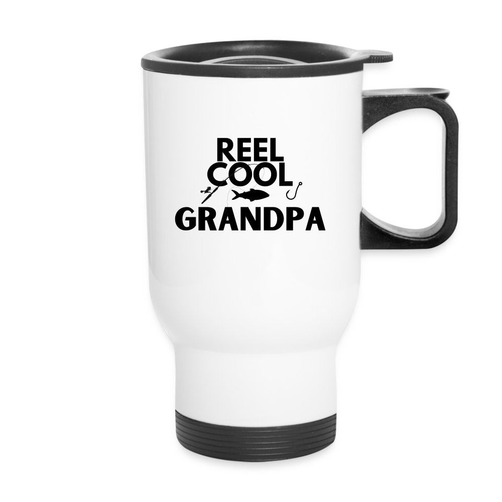 "Reel Cool Grandpa" - Travel Mug - white